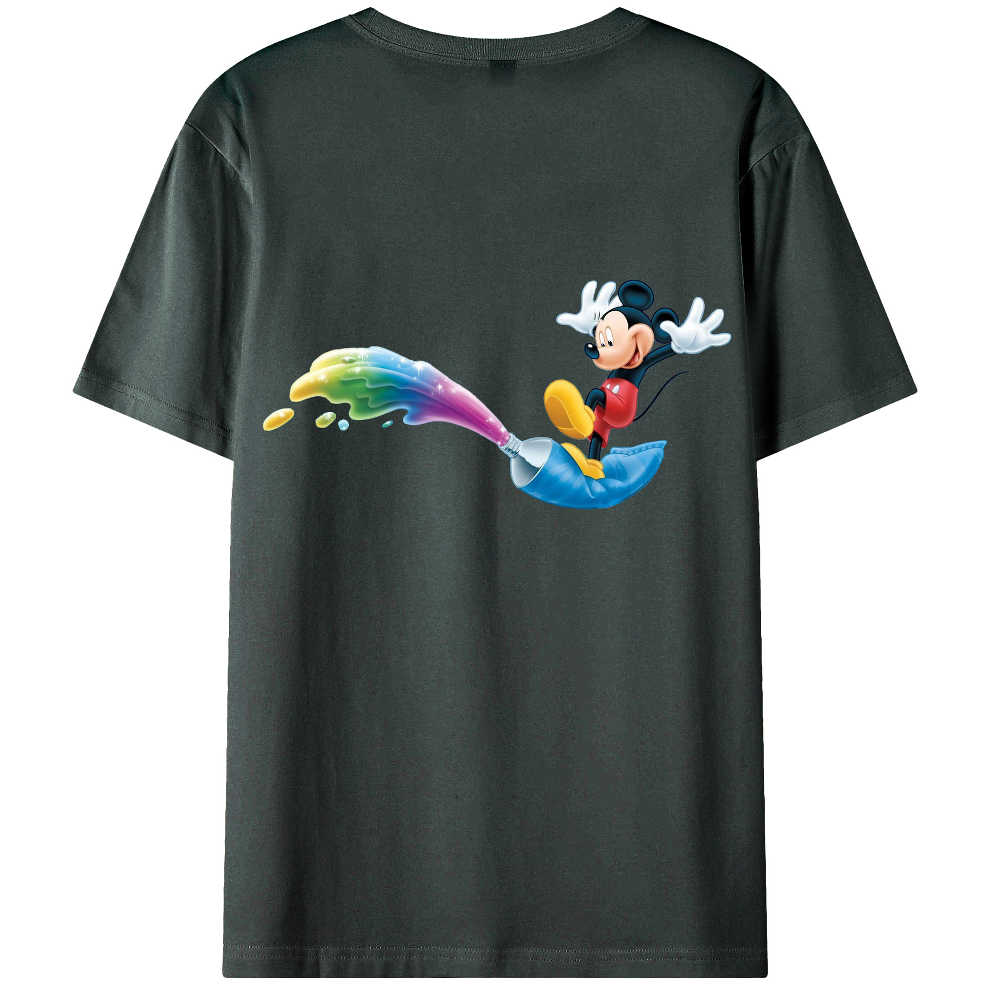 ミッキーマウス Mickey Mouse 綿100％ メンズ半袖Tシャツ（バックプリント） 通気性